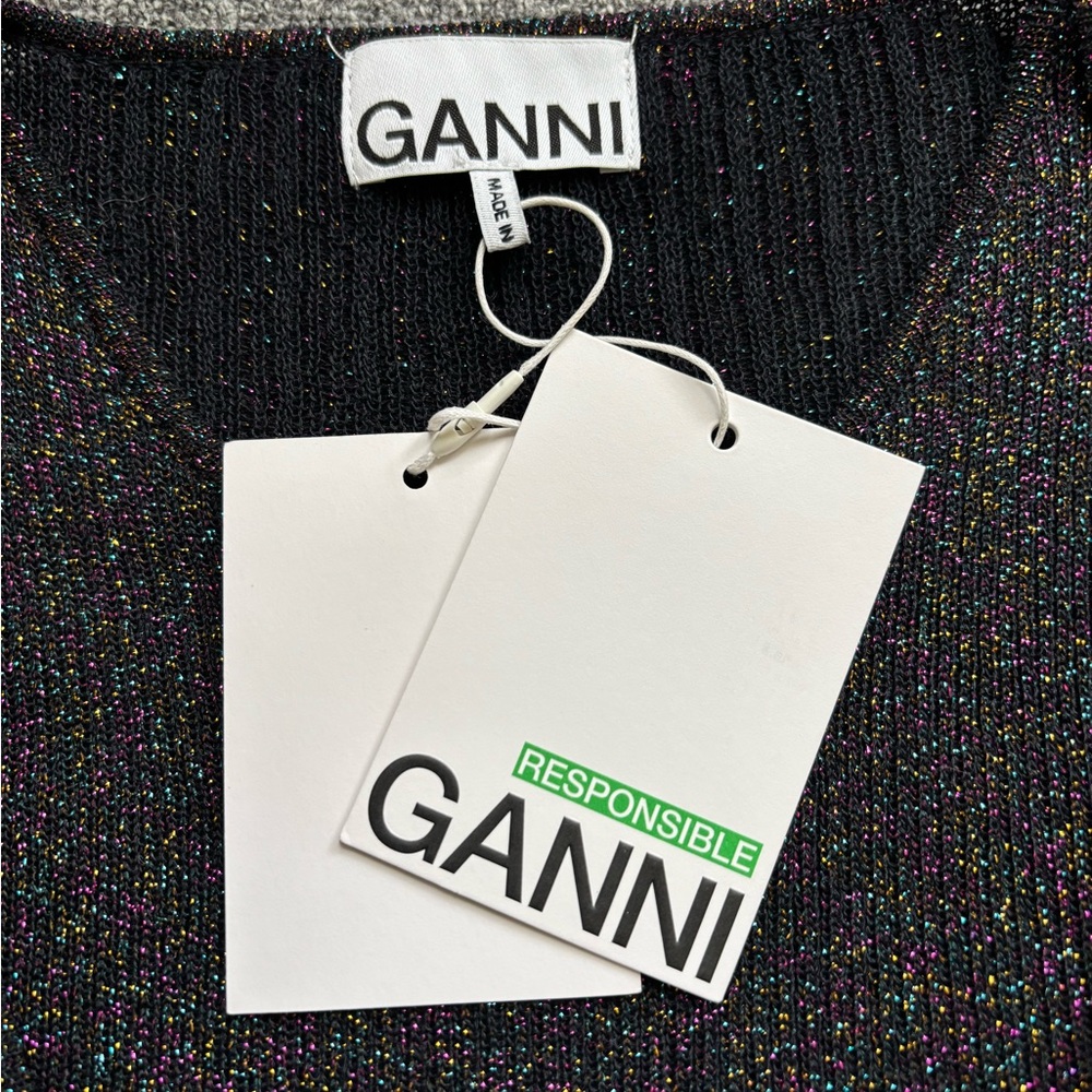 Ganni Black Lurex Knit Top
